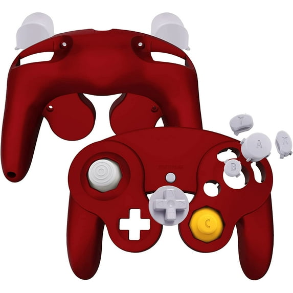 eXtremeRate Scarlet Red Faceplate Backplate for Nintendo GameCube Controller, Soft Touch Grip Replacement Housing Shell Cover with Buttons for Nintendo GameCube Controller - Controller NOT Included