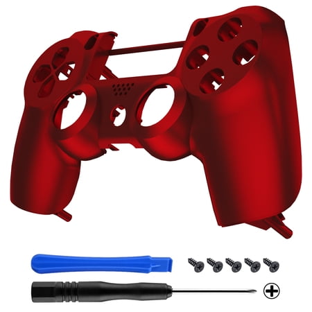 eXtremeRate Scarlet Red Soft Touch Custom Faceplate Shell Compatible with ps4 Slim Pro Controller CUH-ZCT2 JDM-040/050/055 - Controller NOT Included