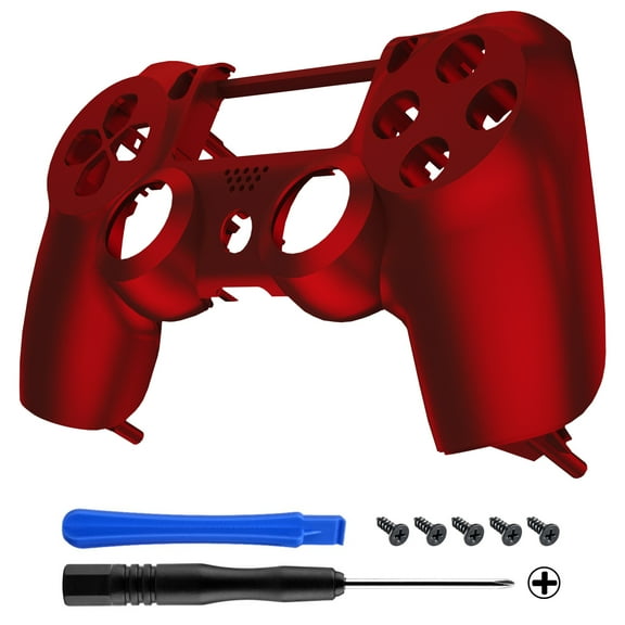 eXtremeRate Scarlet Red Soft Touch Grip Front Housing Shell Faceplates Compatible with ps4 Controller JDM-001 JDM-011 JDM-020 - Controller NOT Included