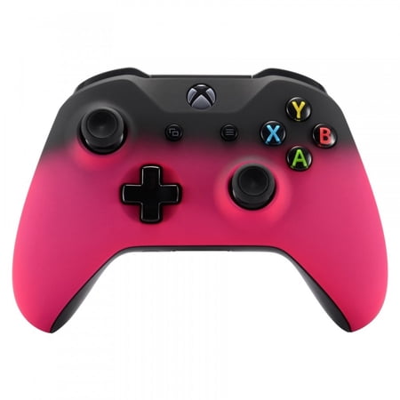 eXtremeRate Shadow Rose Red Faceplate Cover, Soft Touch Front Housing Shell Case, Comfortable Soft Grip Replacement Kit for Xbox One S & Xbox One X Controller - Controller NOT Included
