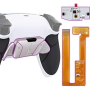 eXtremeRate Silver Real Metal Buttons (RMB) Version RISE4 Remap Kit for PS5 Controller BDM-030 with Black Rubberized Grip Redesigned White Back Shell, Upgrade Board & 4 Back Buttons for PS5 Controller