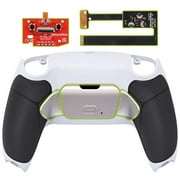 eXtremeRate Silver Rise 2.0 Remap Kit Black Rubberized Grip White Back Shell Upgrade Board Back Shell Buttons for PS5 Controller BDM-010/020