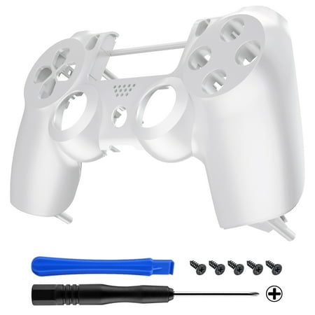 eXtremeRate Silver Soft Touch Custom Faceplate Shell Compatible with ps4 Slim Pro Controller CUH-ZCT2 JDM-040/050/055 - Controller NOT Included