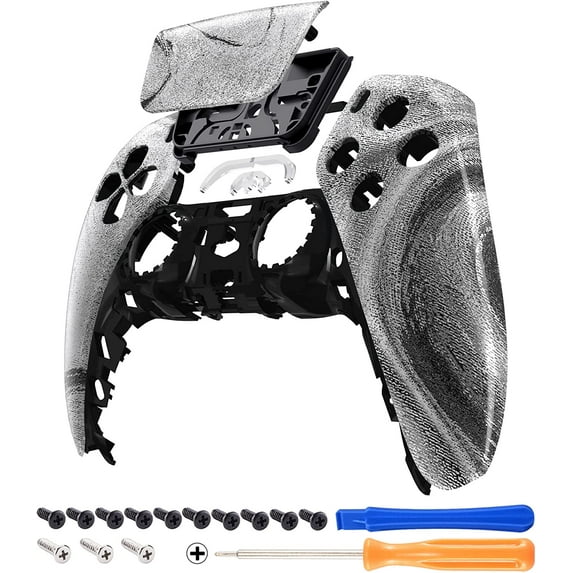 eXtremeRate Silver Wave Touchpad Front Housing Shell Replacement Pad Cover for ps5 Controller BDM-010/020/030/040