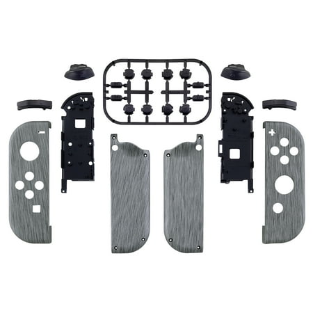 eXtremeRate Soft Touch Brushed Silver Patterned Joycon Handheld Controller Housing with Full Set Buttons, Replacement Shell Case for Nintendo Switch & Switch OLED Joy-Con – Console Shell NOT Included