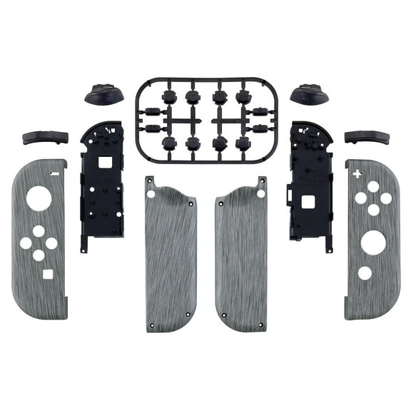 eXtremeRate Soft Touch Brushed Silver Patterned Joycon Handheld Controller Housing with Full Set Buttons, Replacement Shell Case for Nintendo Switch & Switch OLED Joy-Con – Console Shell NOT Included