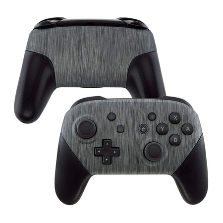 eXtremeRate Soft Touch Faceplate and Backplate for NS Switch Pro Controller, Brushed Silver Patterned DIY Replacement Shell Housing Case for NS Switch Pro Controller - Controller NOT Included
