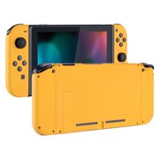 eXtremeRate Soft Touch Grip Back Plate for Nintendo Switch Console, NS Joycon Handheld Controller Housing with Full Set Buttons, DIY Replacement Shell for Nintendo Switch - Caution Yellow
