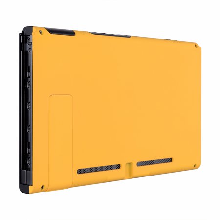 eXtremeRate Soft Touch Grip Caution Yellow Console Back Plate DIY Replacement Housing Shell Case for Nintendo Switch Console with Kickstand – JoyCon Shell NOT Included
