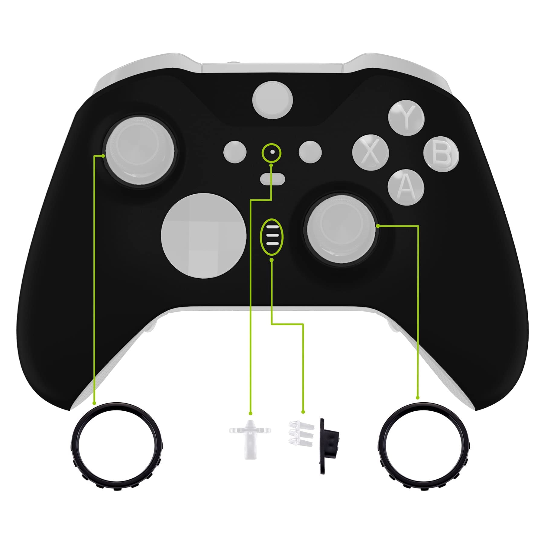 eXtremeRate Black Soft Touch Grip Faceplate Cover, Front Housing Shell ...