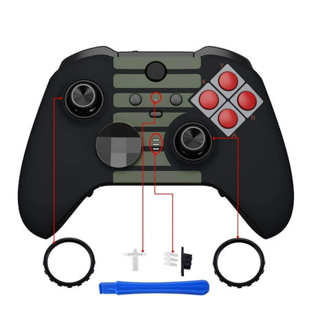 eXtremeRate Classic NES Style Faceplate Cover, Soft Touch Front Housing Shell Case Replacement Kit for Xbox One Elite Series 2, Xbox Elite 2 Core Controller Model 1797 - Accent Rings Included