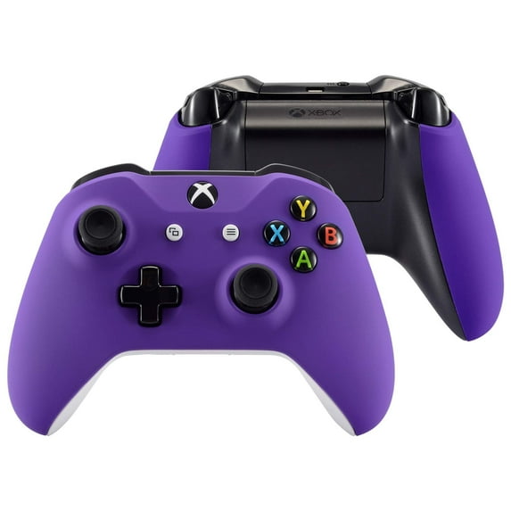 eXtremeRate Soft Touch Purple Faceplate Cover, Front Housing Shell,Soft Grip Back Panels for Xbox One X & One S Controller Model 1708