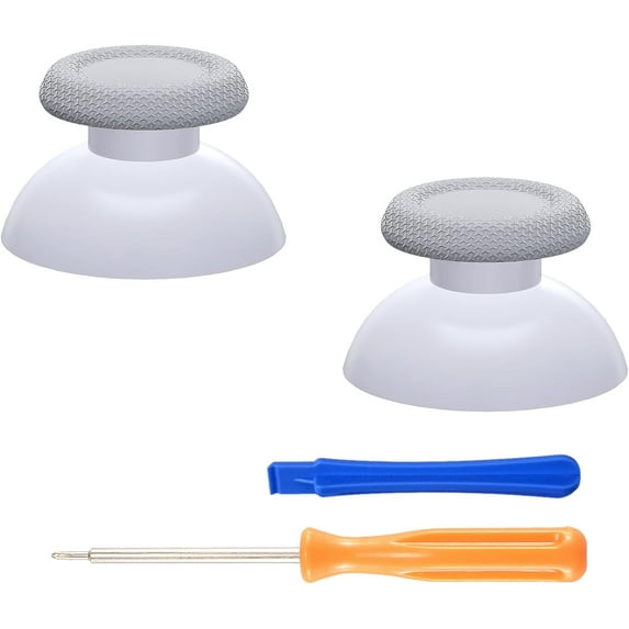eXtremeRate Solid White & New Hope Gray Replacement ThumbsticksJoystick for PS5 BDM-010/020/030/040