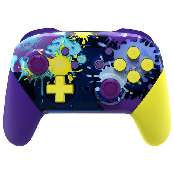 eXtremeRate Splattering Paint Faceplate Backplate Handles for Nintendo Switch Pro Controller, Soft Touch Grip Replacement Housing Shell Cover Buttons for Nintendo Switch Pro - Controller NOT Included