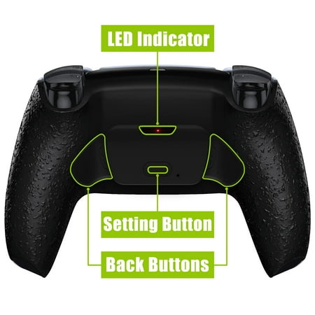 eXtremeRate Textrued Black Back Paddles Kit Upgrade Board Back Shell Buttons for PS5 Controller BDM-010/020