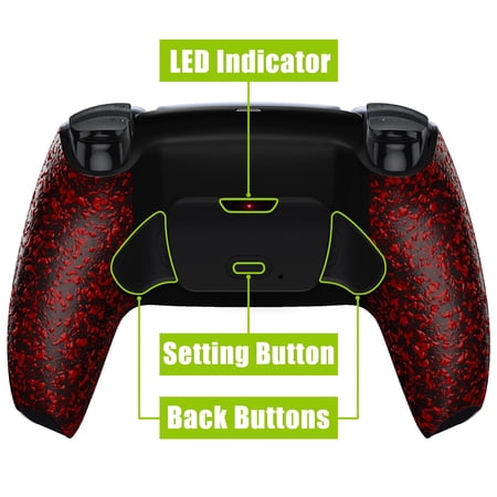 eXtremeRate Textrued Red Back Paddles Kit Upgrade Board Back Shell Buttons for PS5 Controller BDM-010/020