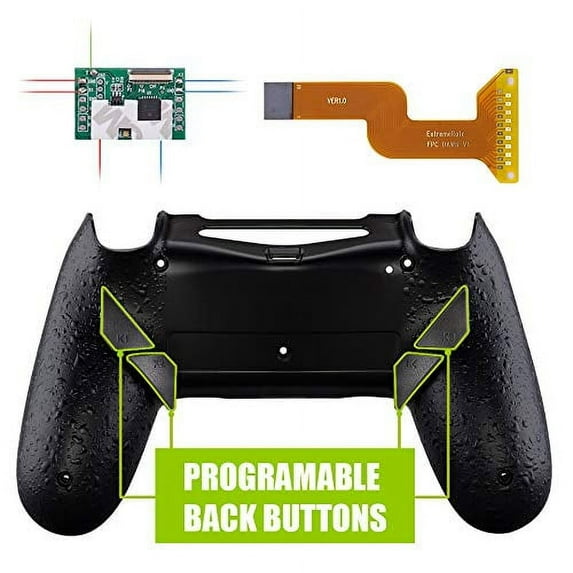 eXtremeRate Textured Black Dawn Programable Remap Kit for PS4 Controller with Upgrade Board & Redesigned Back Shell & 4 Back Buttons - Compatible with JDM-040/050/055 - Controller NOT Included