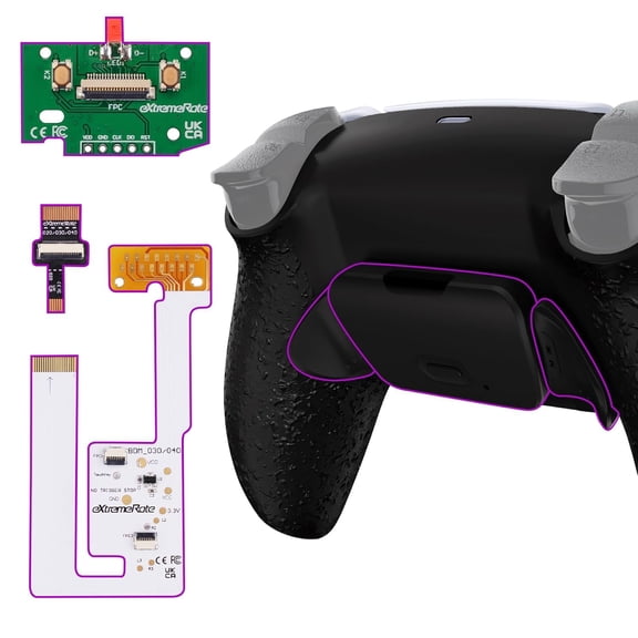 eXtremeRate Textured Black RISE V4 Remap Kit for PS5 Controller BDM-030/040/050/060  Back Paddles & Shell