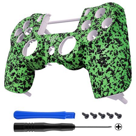 eXtremeRate Textured Green 3D Splashing Custom Faceplate Shell Compatible with ps4 Slim Pro Controller CUH-ZCT2 JDM-040/050/055 - Controller NOT Included