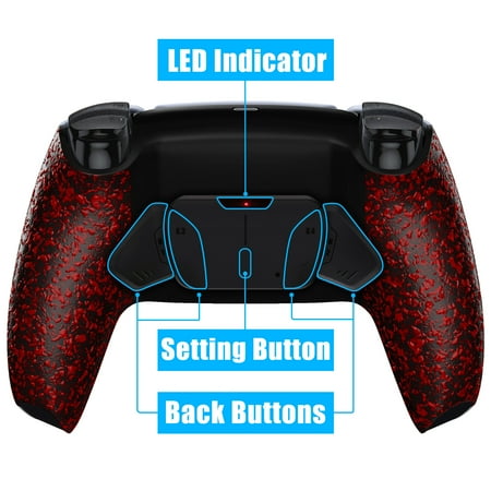 eXtremeRate Textured Red Remap Kit Upgrade Board Back Shell 4 Buttons for PS5 Controller BDM 010/020