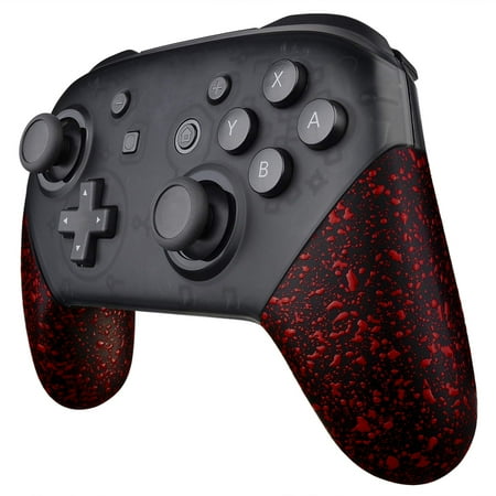 eXtremeRate Textured Red Replacement Handle Grips for Nintendo Switch Pro Controller, 3D Splashing DIY Hand Grip Shell for Nintendo Switch Pro - Controller NOT Included