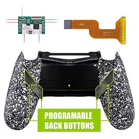 eXtremeRate Textured White Dawn Programable Remap Kit for PS4 Controller with Upgrade Board & Redesigned Back Shell & 4 Back Buttons - Compatible with JDM-040/050/055 - Controller NOT Included