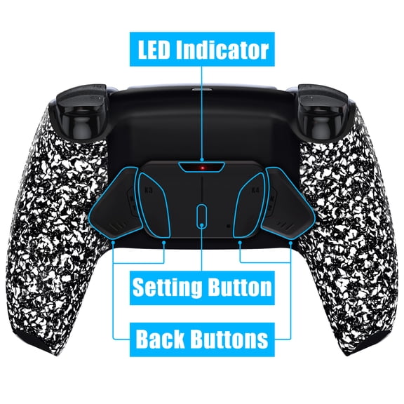 eXtremeRate Textured White RISE4 Remap Kit Upgrade Board Back Shell 4 Back Buttons for PS5 Controller BDM 010/020