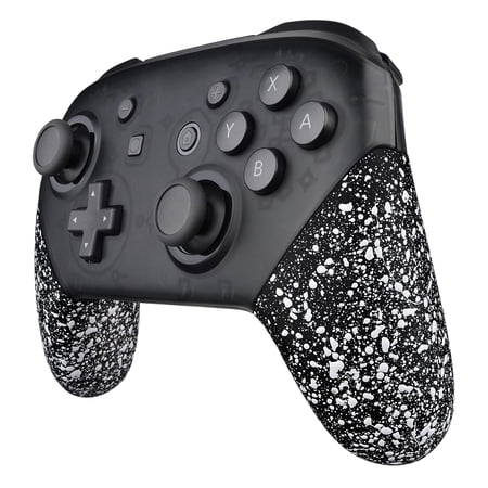 eXtremeRate Textured White Replacement Handle Grips for Nintendo Switch Pro Controller, 3D Splashing DIY Hand Grip Shell for Nintendo Switch Pro - Controller NOT Included