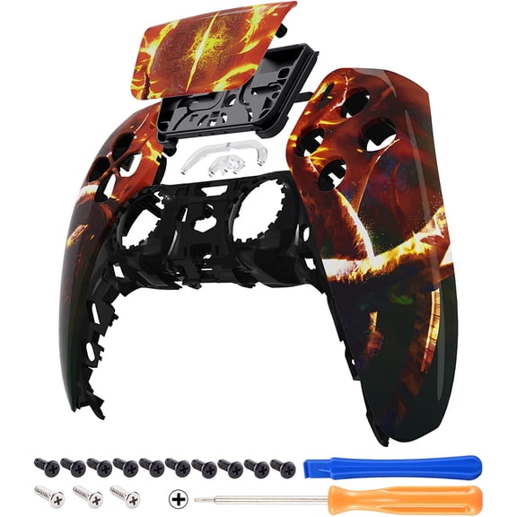 eXtremeRate The Great Flaming Overlord Replacement Touchpad Front Housing Shell for ps5 Controller BDM-010/020/030/040