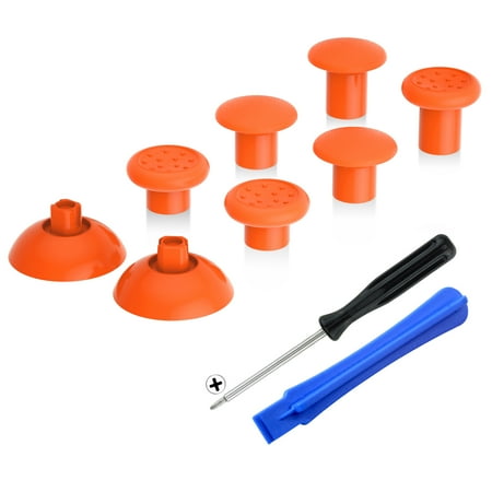 eXtremeRate ThumbsGear Interchangeable Ergonomic Thumbstick for PS5 Controller, for PS4 All Model Controller - 3 Height Domed and Concave Grips Adjustable Joystick - Orange