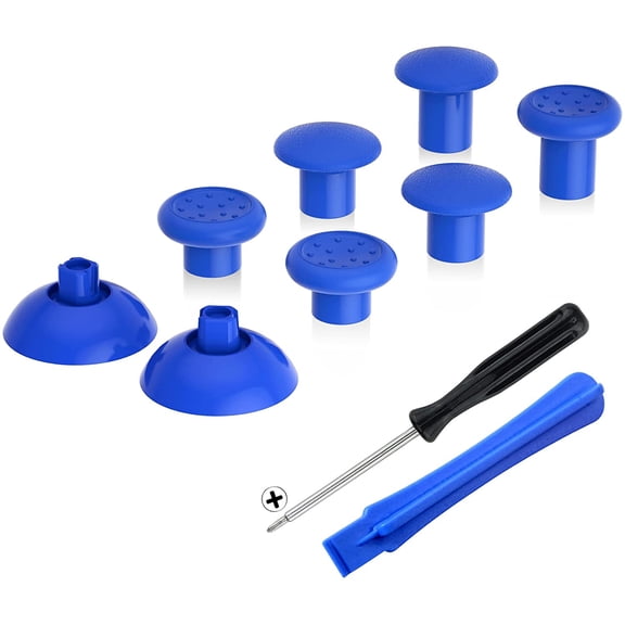 eXtremeRate ThumbsGear Interchangeable Ergonomic Thumbstick for PS5 Controller, for PS4 All Model Controller - 3 Height Domed and Concave Grips Adjustable Joystick - Blue