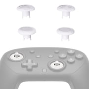 eXtremeRate ThumbsGear Interchangeable Ergonomic Thumbsticks for Nintendo Switch 2 Pro Controller, Replacement Analog Thumb Sticks & Tools, 2 Height Adjustable Convex & Concave Grip Joysticks - White