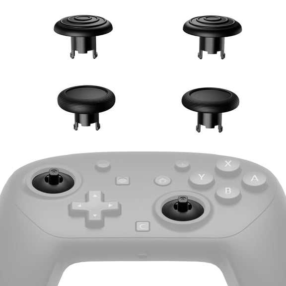 eXtremeRate ThumbsGear Interchangeable Ergonomic Thumbsticks for Nintendo Switch 2 Pro Controller, Replacement Analog Thumb Sticks & Tools, 2 Height Adjustable Convex & Concave Grip Joysticks - Black