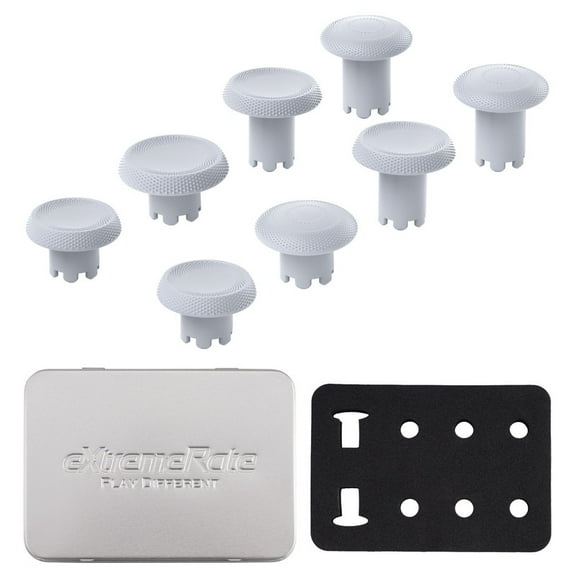 eXtremeRate Replacement White Analog Thumb Sticks Caps for PS5 Edge Controller - 4 Heights 3 Surfaces Grips - Without Thumbstick Base