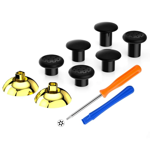 eXtremeRate ThumbsGear Thumbstick Chrome Gold Grips Joystick  for Xbox One S/X/Elite controller