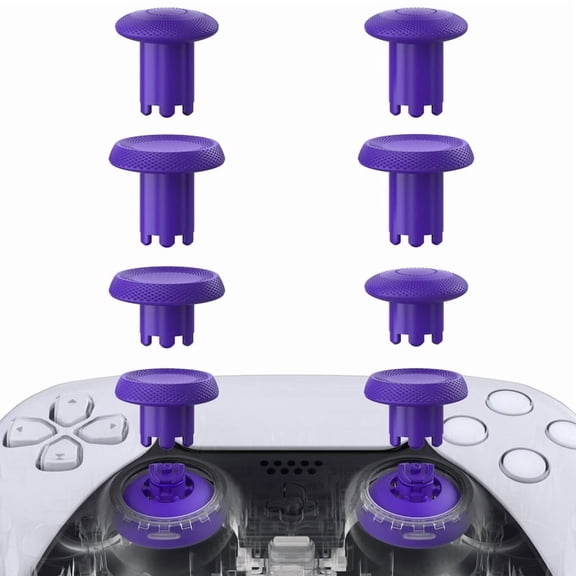 eXtremeRate ThumbsGear V3 Interchangeable Ergonomic Thumbsticks for PS5 Controller, Replacement Analog Thumb Sticks for PS4 Controller - 4 Height Adjustable Convex & Concave Grip Joysticks - Purple