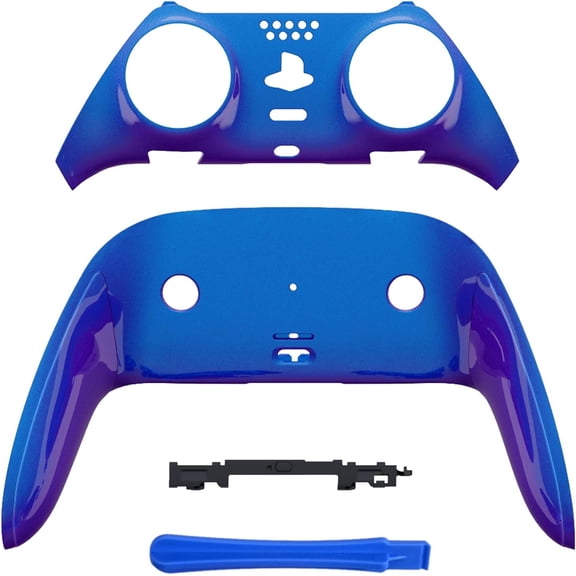 eXtremeRate Top Bottom Decorative Trim Shell Compatible with ps5 Edge Controller DIY Replacement Front Back Clip Shell, Custom Chameleon Purple Blue Plates Cover Compatible with ps5 Edge Controller