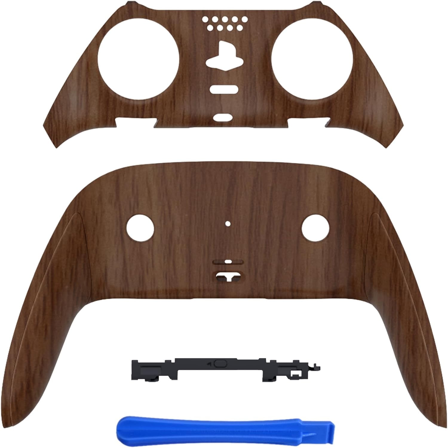 eXtremeRate Top Bottom Decorative Trim Shell Compatible with ps5 Edge Controller DIY Replacement Front Back Clip Shell, Custom Wood Grain Plates Cover Compatible with ps5 Edge Controller