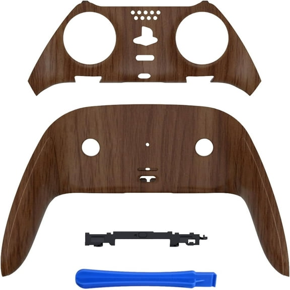 eXtremeRate Top Bottom Decorative Trim Shell Compatible with ps5 Edge Controller DIY Replacement Front Back Clip Shell, Custom Wood Grain Plates Cover Compatible with ps5 Edge Controller
