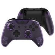eXtremeRate Transparent Clear Atomic Purple Faceplate Side Rails for Xbox One Wireless Controller Model 1708, Replacement Front Housing Shell Panels for Xbox One X & One S Controller