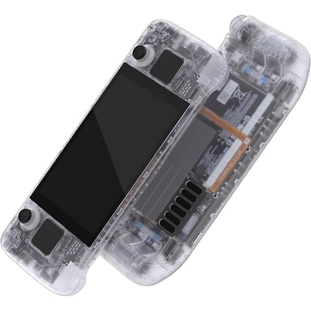 eXtremeRate Transparent Clear Faceplate Back Plate Replacement Housing Case Full Set Shell w/Buttons for Steam Deck LCD Console