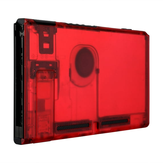 eXtremeRate Transparent Clear Red Console Back Plate DIY Replacement Housing Shell Case for Nintendo Switch Console with Kickstand – JoyCon Shell NOT Included