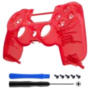 eXtremeRate Transparent Crystal Clear Red Replacement Faceplate Front Housing Shell Compatible with ps4 Slim Pro Controller CUH-ZCT2 JDM-040/050/055 - Controller NOT Included