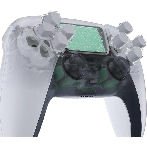 eXtremeRate Two-Tone New Hope Gray & Clear Dpad Action Buttons Replacement D-pad Face Buttons for PS5 Controller BDM-010/020/030/040