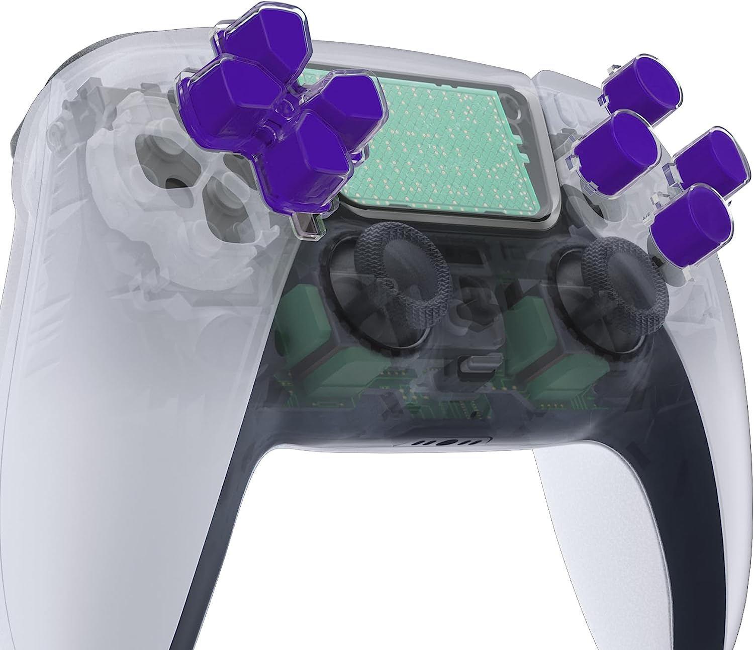 eXtremeRate Two-Tone Green Clear Dpad Action Buttons Replacement