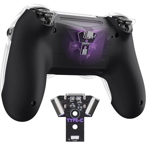 eXtremeRate Type-C Bottom Shell for PS4 Controller JDM-040/050/055 – Soft Touch Grip Cover - Black