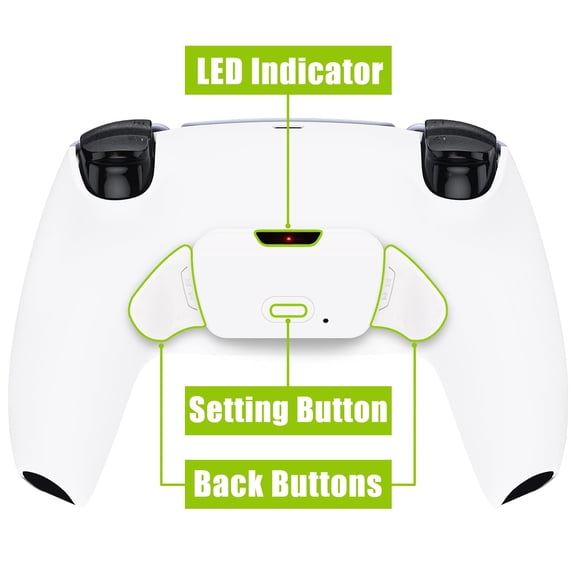 eXtremeRate White Back Paddles Kit Upgrade Board & Back Shell & Buttons Attachment for PS5 Controller BDM-010/020