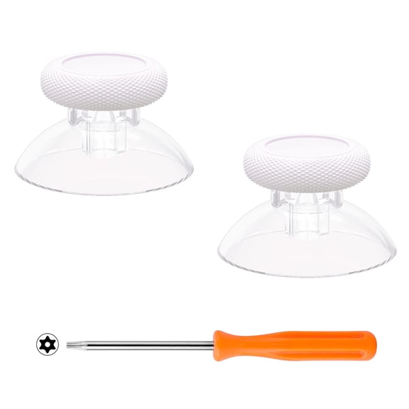 eXtremeRate White & Clear Replacement Thumbsticks Joysticks Repair Kit for Xbox Core Wireless Controller,