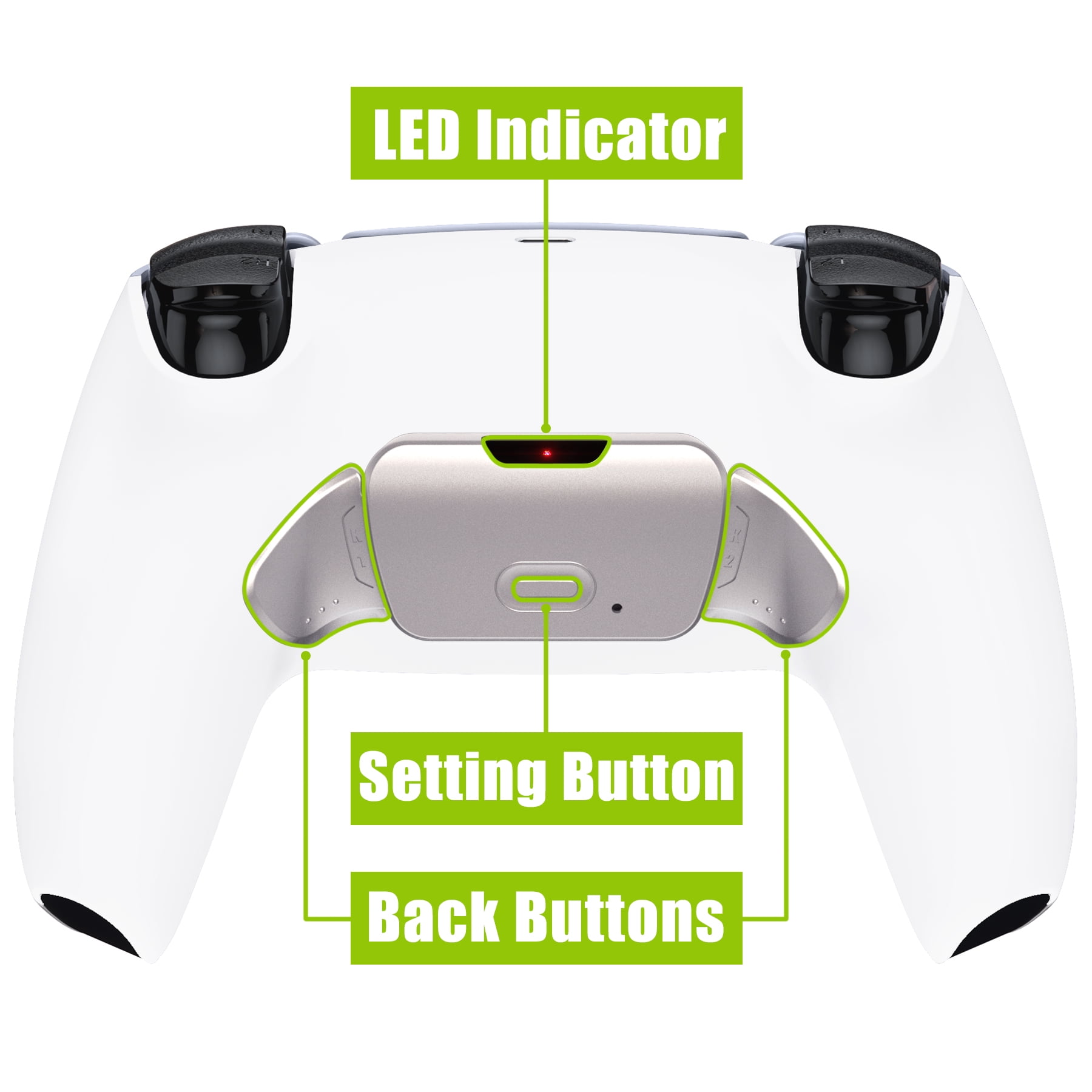 eXtremeRate White Rise 2.0 Remap Kit Upgrade Board Back Shell Buttons for PS5 Controller BDM-010/020