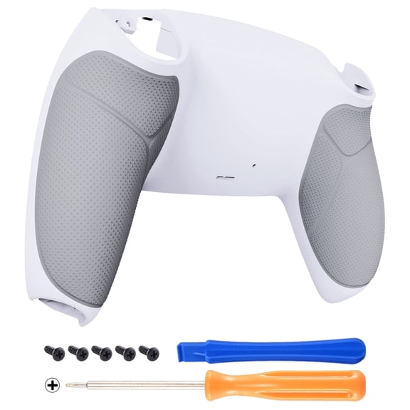 eXtremeRate White Rubberized Grip Back Housing Bottom Shell Replacement Back Shell Cover for ps5 Controller